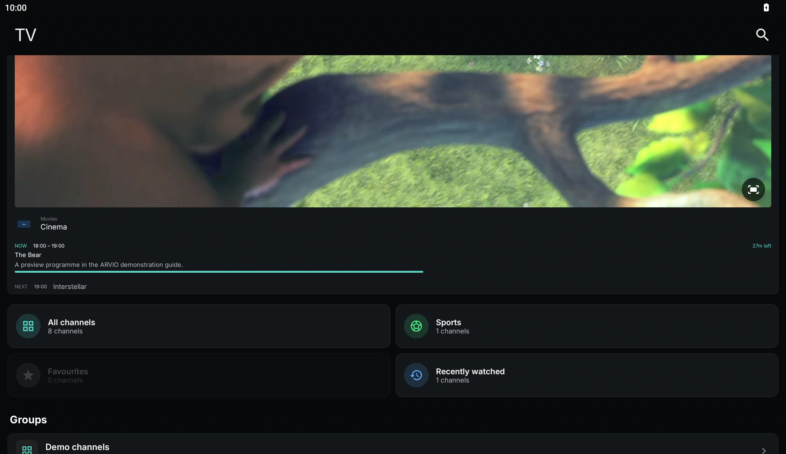 ARVIO 2.0 · Tablet · Live TV