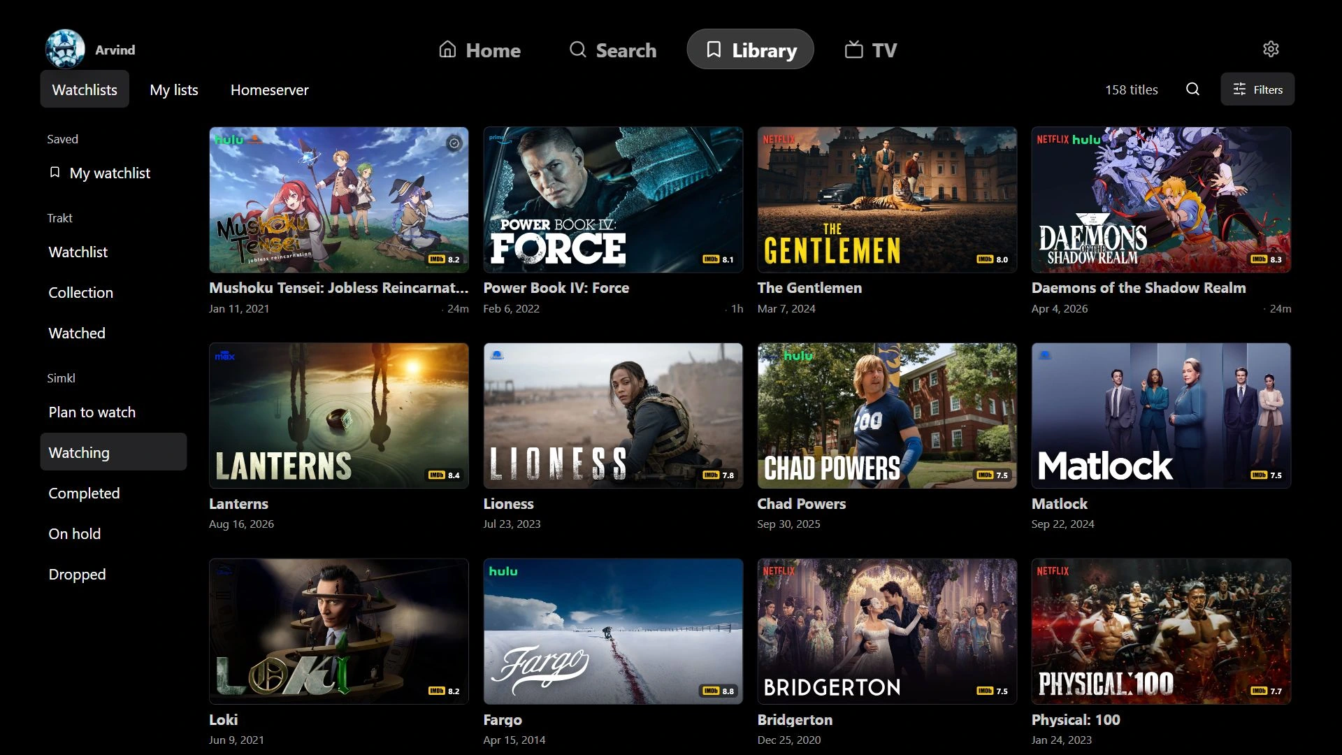 Your library in hosted ARVIO Web