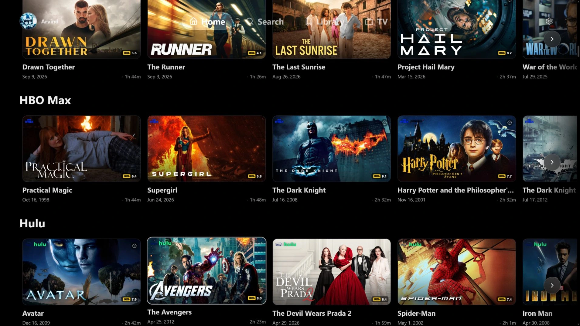 ARVIO 2.0 · Web · HBO Max · Hulu