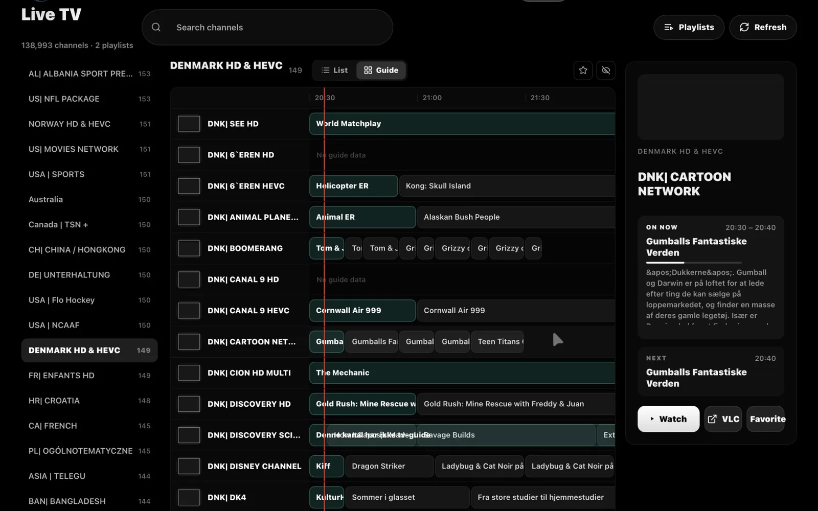 ARVIO Web live TV guide on iPad